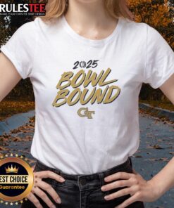 Alt Text: Awesome Georgia Tech Yellow Jackets Football 2025 Bowl Bound Ladies Tee in vibrant colors, perfect for fans.