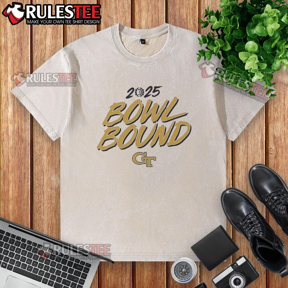awesome-georgia-tech-yellow-jackets-football-2025-bowl-bound-washed-t-shirt Awesome Georgia Tech Yellow Jackets Football 2025 Bowl Bound washed t-shirt featuring team colors and logo design.