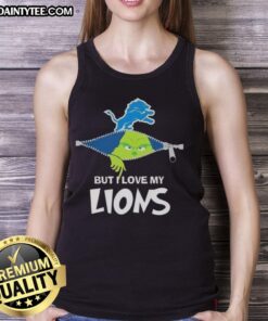 Awesome Grinch tank top featuring Detroit Lions football design, perfect for fans celebrating the season in style.