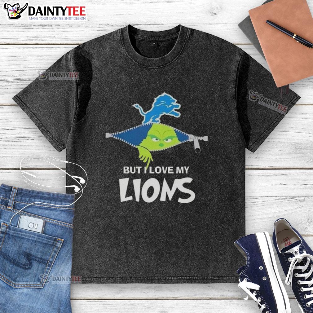 awesome-grinch-but-i-love-my-detroit-lions-football-washed-t-shirt Awesome Grinch design on a washed t-shirt showcasing love for Detroit Lions football, perfect for fans.