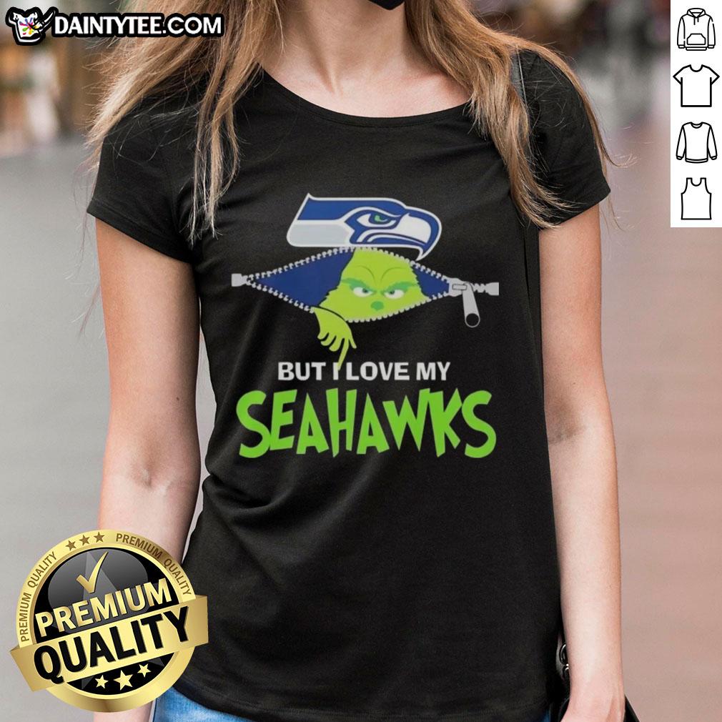 awesome-grinch-but-i-love-my-seattle-seahawks-football-ladies-tee Awesome Grinch graphic on a Seattle Seahawks football ladies tee, perfect for fans celebrating the holiday season.
