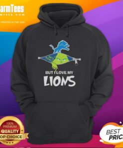 Person wearing an Awesome Grinch Christmas hoodie, showing love for the Detroit Lions during the festive season.