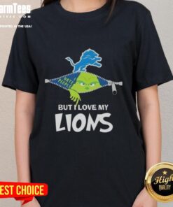 Awesome Grinch Christmas tee for ladies featuring Detroit Lions logo, perfect for holiday cheer and NFL fans.