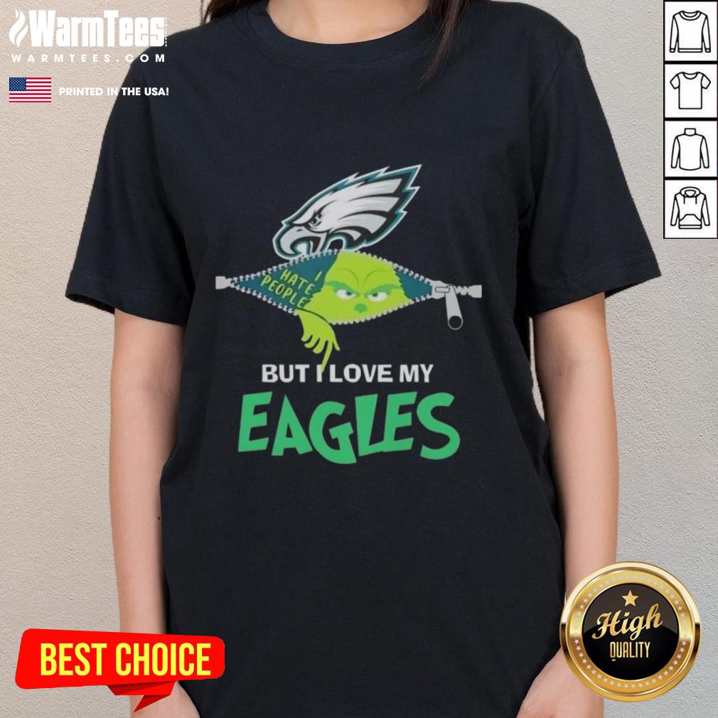 awesome-grinch-christmas-but-i-love-my-philadelphia-eagles-ladies-tee Awesome Grinch Christmas tee for women featuring Philadelphia Eagles design, perfect for holiday football fans.