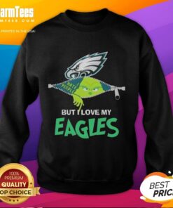 Awesome Grinch Christmas sweatshirt featuring Philadelphia Eagles design, perfect for festive football fans.