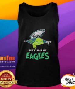 Awesome Grinch Christmas tank top featuring Philadelphia Eagles design, perfect for holiday fans and football lovers.