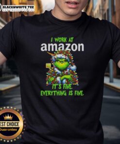 Awesome Grinch Christmas Tree T-Shirt: 'I Work At Its Fine, Everything Is Fine' - Festive holiday apparel for Christmas lovers.