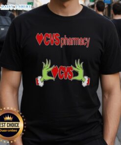 Awesome Grinch Hands Love CVS Pharmacy Christmas T-Shirt featuring festive Grinch design perfect for holiday celebrations.