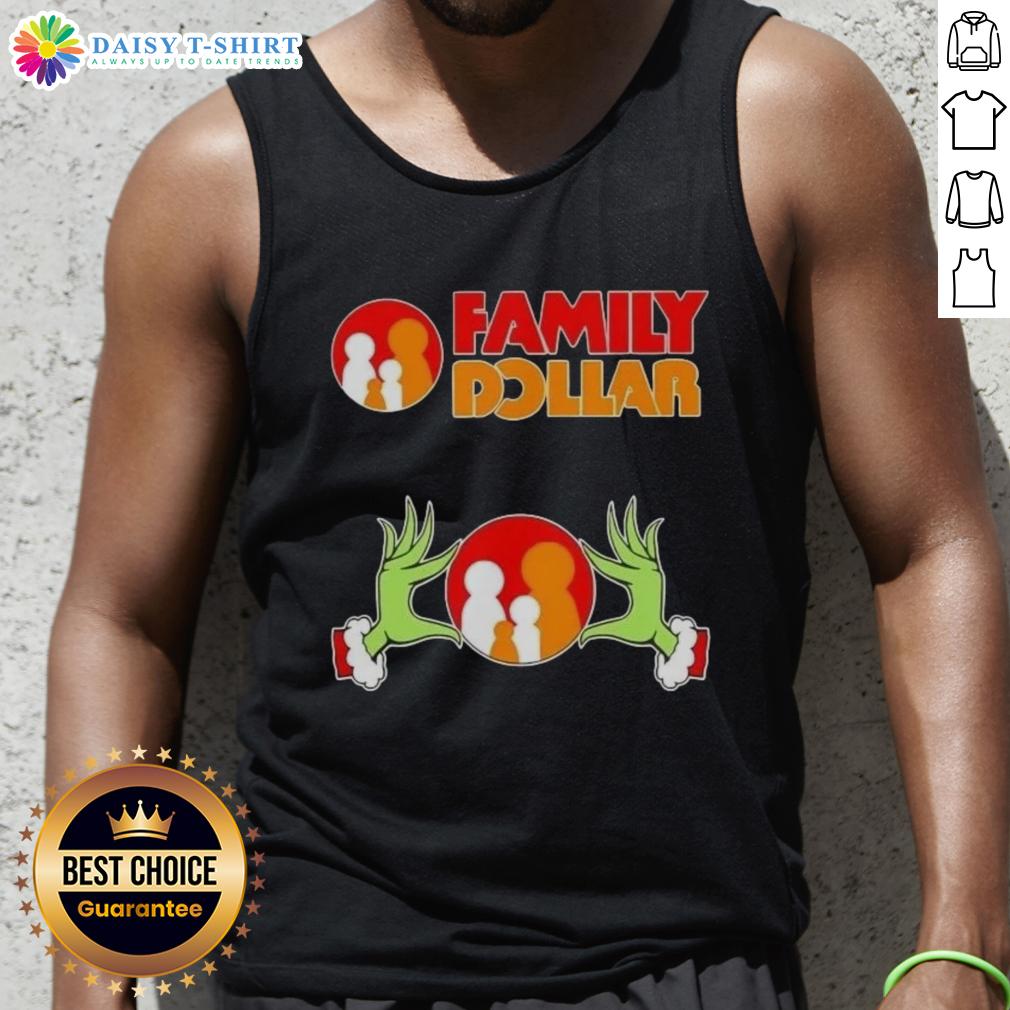Awesome Grinch Hands Love Family Dollar Christmas Tank Top Awesome Grinch hands holding hearts on a family Christmas tank top, perfect for festive holiday celebrations.
