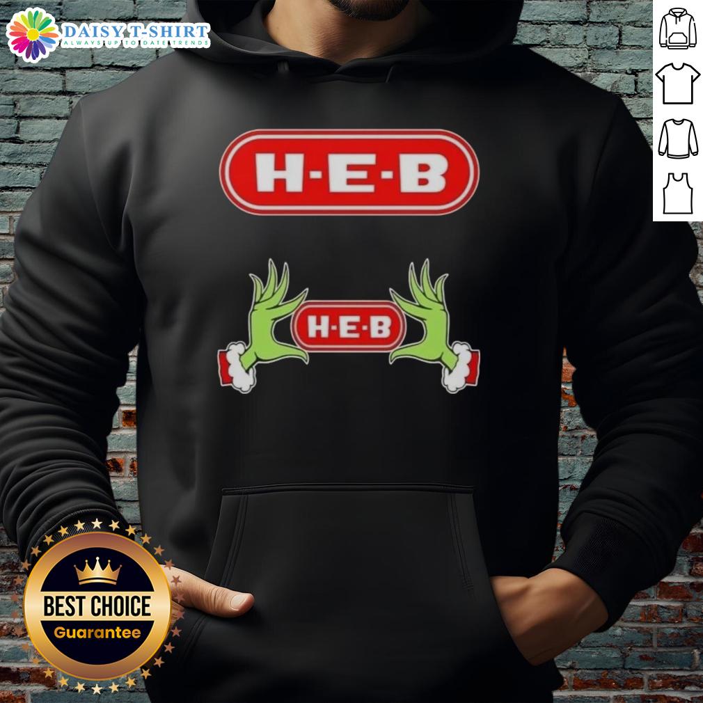 Awesome Grinch Hands Love H E B Christmas Hoodie Awesome Grinch hands holding a heart on a cozy H-E-B Christmas hoodie, perfect for festive holiday cheer.