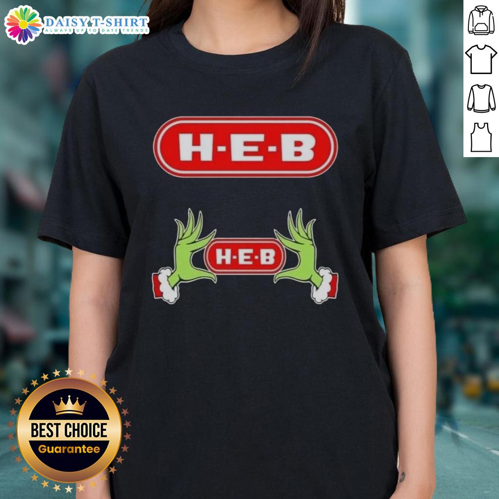 Awesome Grinch Hands Love H E B Christmas Ladies Tee Awesome Grinch hands holding a heart on a Christmas tee for ladies, perfect for holiday celebrations at H-E-B.