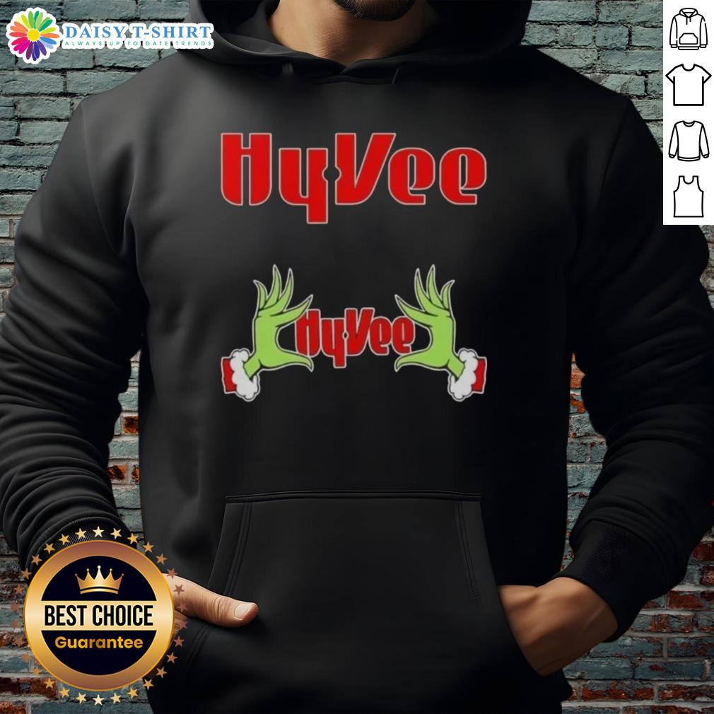 Awesome Grinch Hands Love Hyvee Christmas Hoodie Awesome Grinch hands on a festive Hy-Vee Christmas hoodie, perfect for holiday cheer and seasonal celebrations.