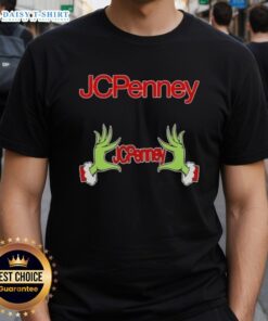 Alt Text: Awesome Grinch Hands Love JCPenney Christmas T-Shirt design featuring festive green hands and holiday cheer.