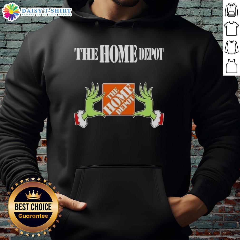 Awesome Grinch Hands Love The Home Depot Christmas Hoodie Awesome Grinch hands holding The Home Depot Christmas hoodie, perfect for festive holiday celebrations and gift giving.
