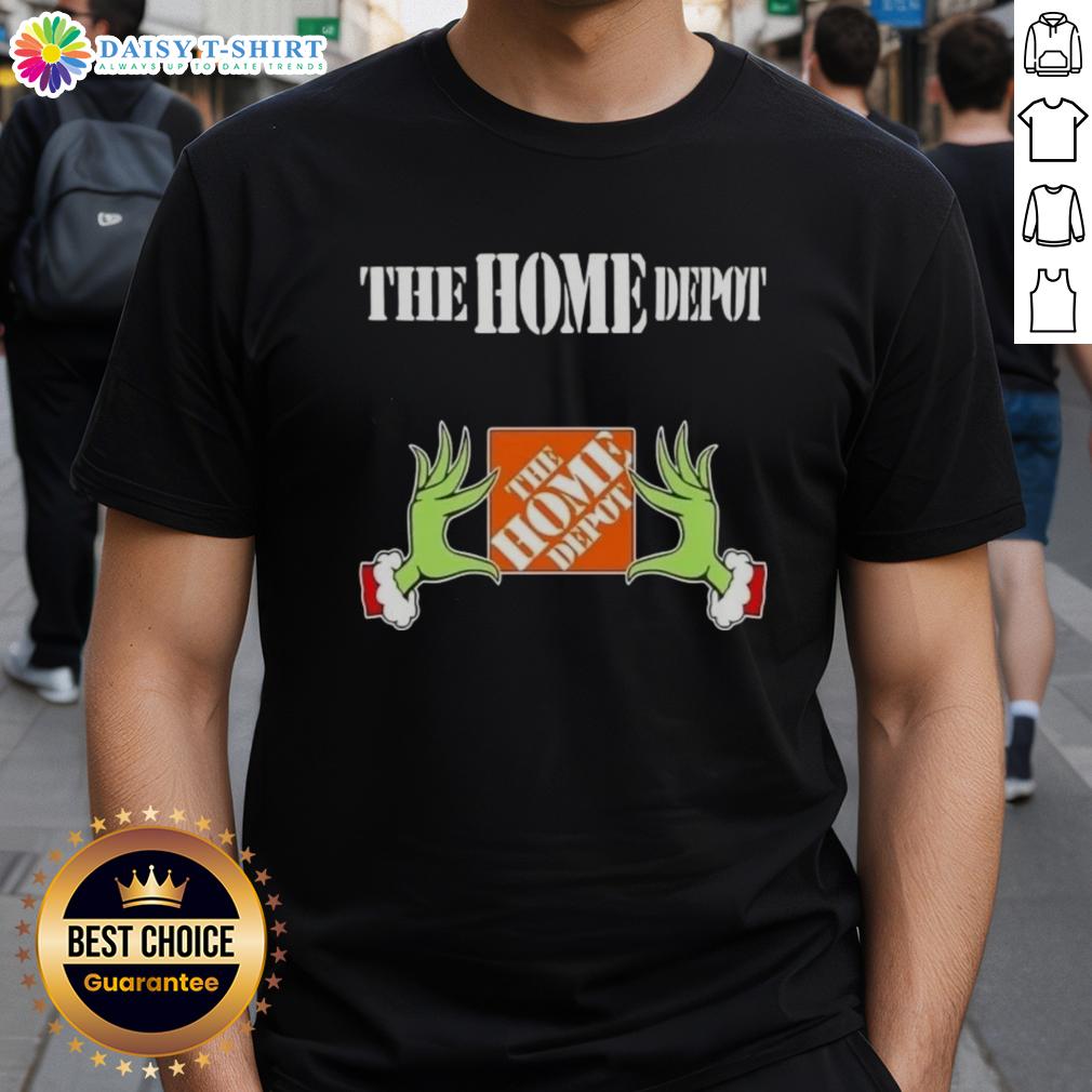 Awesome Grinch Hands Love The Home Depot Christmas T Shirt Awesome Grinch hands holding a Christmas ornament on a Home Depot T-Shirt, perfect for holiday festivities and gifts.