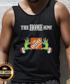 Awesome Grinch hands holding a heart, showcasing The Home Depot Christmas tank top design for festive holiday spirit.