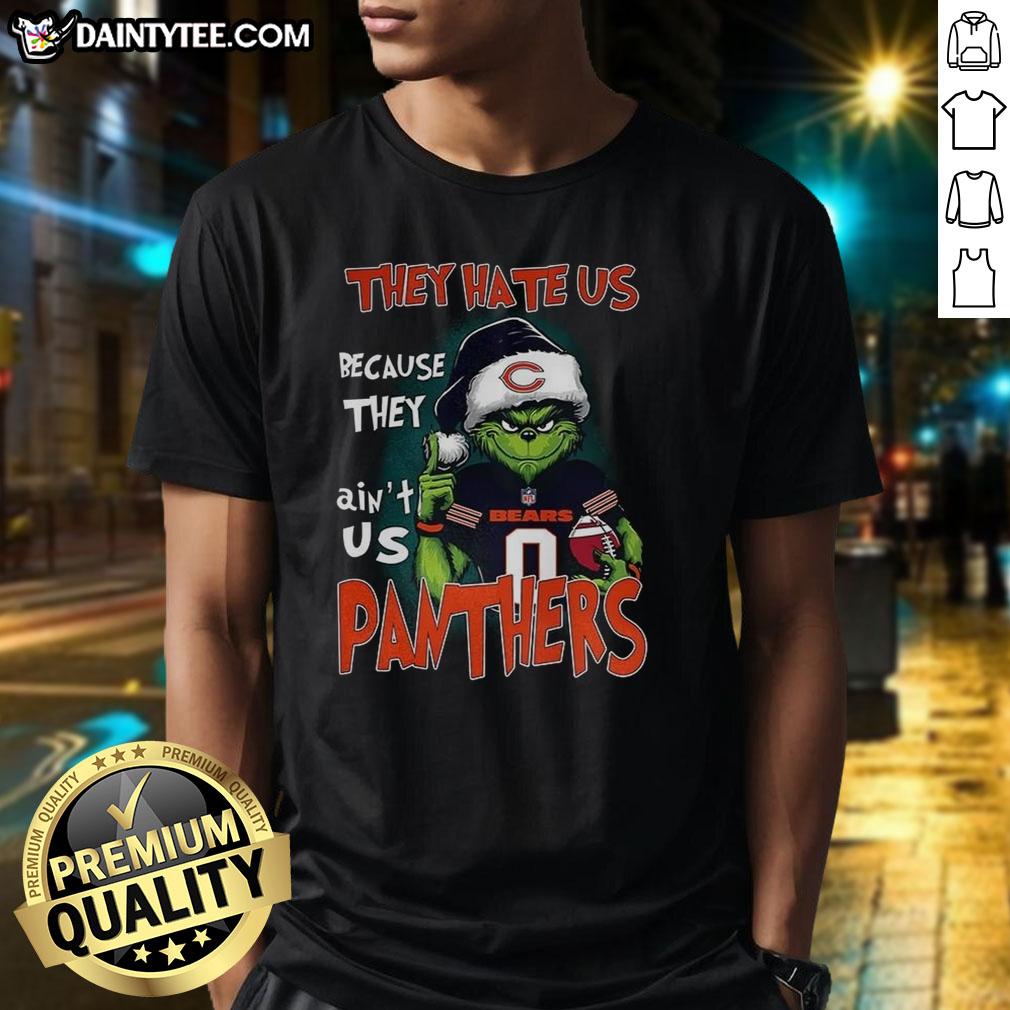 awesome-grinch-they-hate-us-because-they-aint-us-carolina-panthers-and-chicago-bears-football-t-shirt-1 Awesome Grinch football t-shirt featuring Carolina Panthers and Chicago Bears, perfect for fans celebrating rivalry.