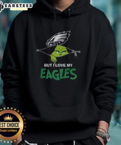 Awesome Grinch zipper hoodie featuring 'I Hate People But I Love My Philadelphia Eagles' for Christmas football fans.