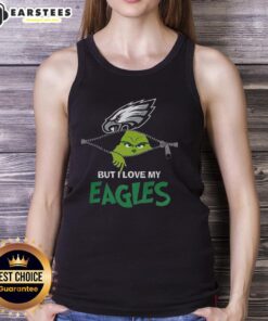 Awesome Grinch zipper tank top expressing love for Philadelphia Eagles football and a humorous take on holiday spirit.