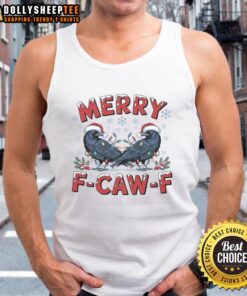 Awesome 'Have Yourself A Merry F Caw F Christmas' crow tank top perfect for festive celebrations and holiday gatherings.