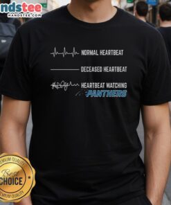 Alt Text: Awesome Heartbeat Watching Carolina Panthers T-Shirt design featuring a heart and football theme for fans.