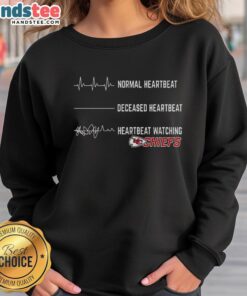 Awesome Heartbeat Watching Kansas City Chiefs Sweatshirt in red, perfect for game day and Chiefs fans.