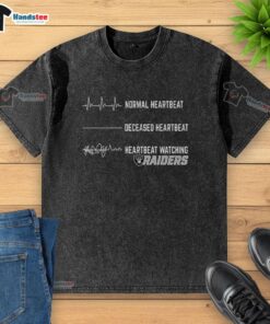 Awesome Heartbeat Watching Las Vegas Raiders Washed T-Shirt featuring a vintage design for loyal fans.