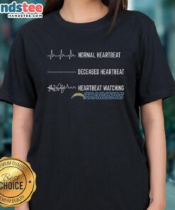 Alt Text: Awesome Heartbeat Watching Los Angeles Chargers Ladies Tee featuring bold graphics and a stylish design for fans.