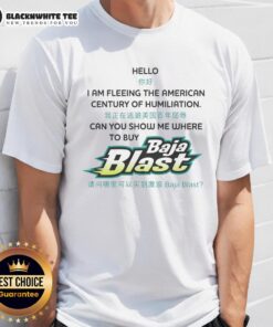 Awesome 'Hello I Am Fleeing The American Century Of Humiliation' T-Shirt design featuring bold graphics and text.