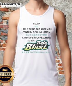 Fleeing the American Century of Humiliation tank top design featuring a playful soda theme, perfect for casual wear.