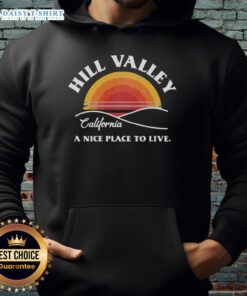 Awesome Hill Valley Sunset Hoodie featuring a vibrant sunset design against a scenic hill backdrop, perfect for outdoor enthusiasts.