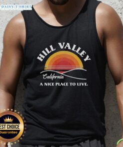 Stylish Awesome Hill Valley Sunset Tank Top featuring a vibrant sunset design, perfect for casual summer wear.