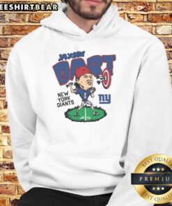 Awesome homage Jaxson Dart Ash New York Giants caricature hoodie featuring vibrant team colors and playful design.