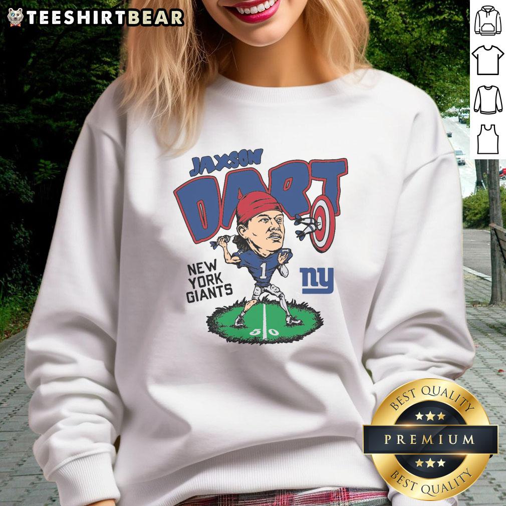 Awesome Homage Jaxson Dart Ash New York Giants Caricature Sweatshirt Alt Text: Awesome homage Jaxson Dart Ash New York Giants caricature sweatshirt featuring vibrant graphics and a cozy design.