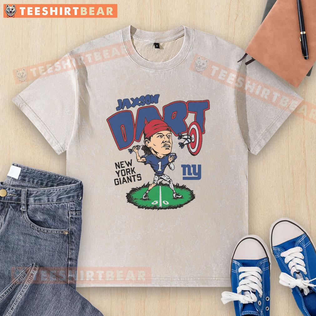 Awesome Homage Jaxson Dart Ash New York Giants Caricature Washed T Shirt Awesome homage to Jaxson Dart in a New York Giants caricature on a washed t-shirt, perfect for fans and collectors.