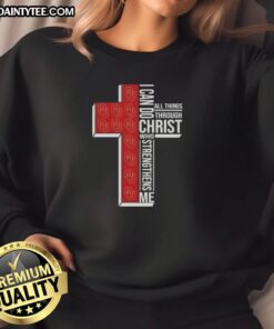 Awesome I Can Do All Things Through Christ Who Strengthens Me Oklahoma Sooners Football Cross Sweatshirt design.