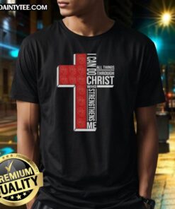 Awesome I Can Do All Things Through Christ Who Strengthens Me Oklahoma Sooners Football Cross T-Shirt design
