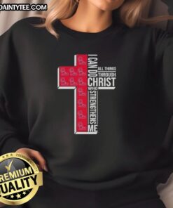 Ole Miss football cross sweatshirt featuring 'I Can Do All Things Through Christ Who Strengthens Me' design.