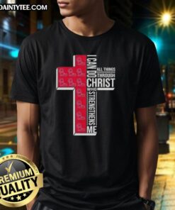 Awesome Ole Miss Football t-shirt featuring 'I Can Do All Things Through Christ Who Strengthens Me' motivational quote.