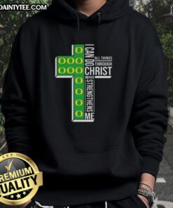 Alt Text: Oregon Ducks football cross hoodie featuring 'I Can Do All Things Through Christ Who Strengthens Me' design.