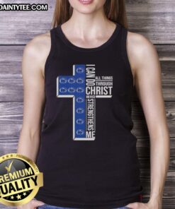 Penn State Nittany Lions football tank top featuring 'I Can Do All Things Through Christ Who Strengthens Me' design.
