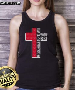 SMU Mustangs football cross tank top featuring 'I Can Do All Things Through Christ Who Strengthens Me' design.