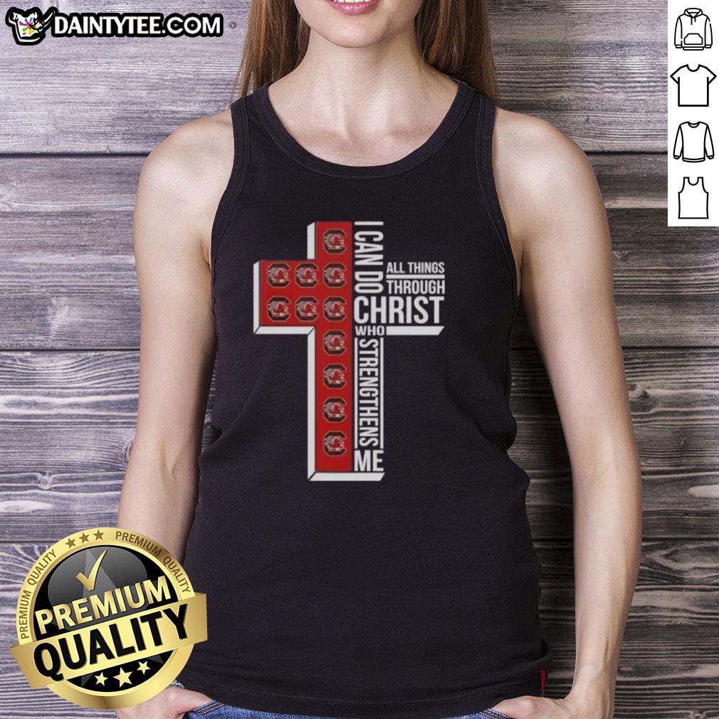 awesome-i-can-do-all-things-through-christ-who-strengthens-me-south-carolina-gamecocks-football-cross-tank-top South Carolina Gamecocks football cross tank top featuring 'I Can Do All Things Through Christ Who Strengthens Me' design.