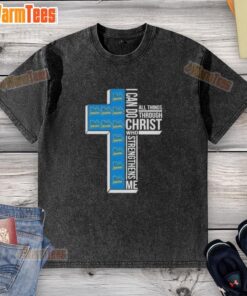 UCLA Bruins football t-shirt with 'I Can Do All Things Through Christ Who Strengthens Me' design, perfect for fans.