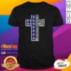 Alt Text: UConn Huskies football cross t-shirt featuring 'I Can Do All Things Through Christ Who Strengthens Me' design.
