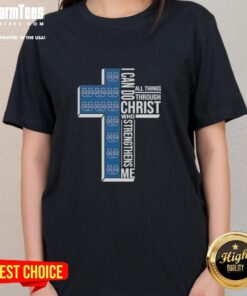 Awesome I Can Do All Things Through Christ Who Strengthens Me Utah State Aggies Football Cross Ladies Tee shirt design.