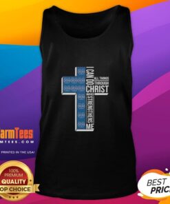 Alt Text: Awesome I Can Do All Things Through Christ Who Strengthens Me Utah State Aggies Football Cross Tank Top