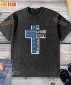 Awesome I Can Do All Things Through Christ Who Strengthens Me Utah State Aggies Football Cross Washed T-Shirt design