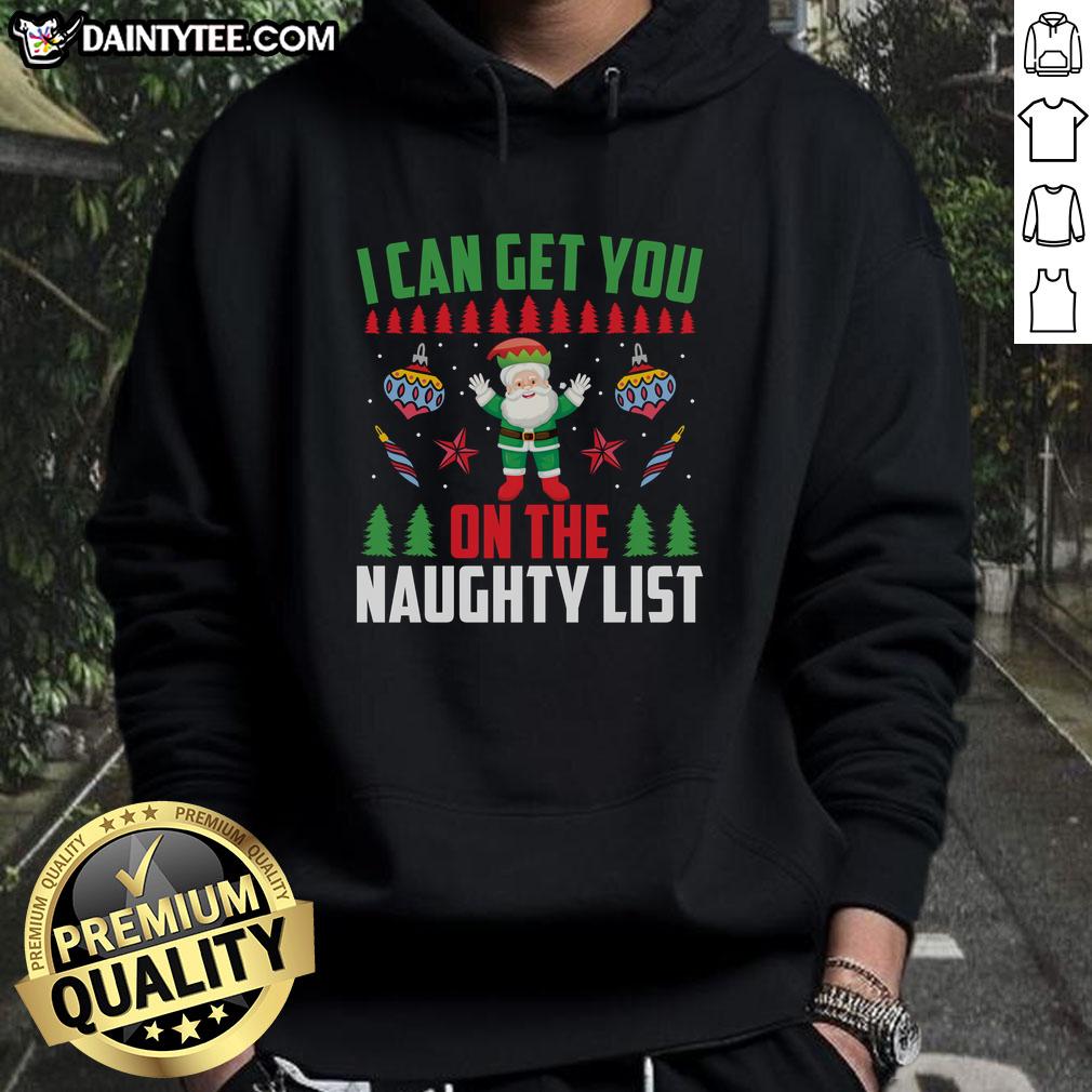 awesome-i-can-get-you-on-the-naughty-list-hoodie Awesome 'I Can Get You On The Naughty List' Hoodie in festive red, perfect for holiday fun and seasonal celebrations.