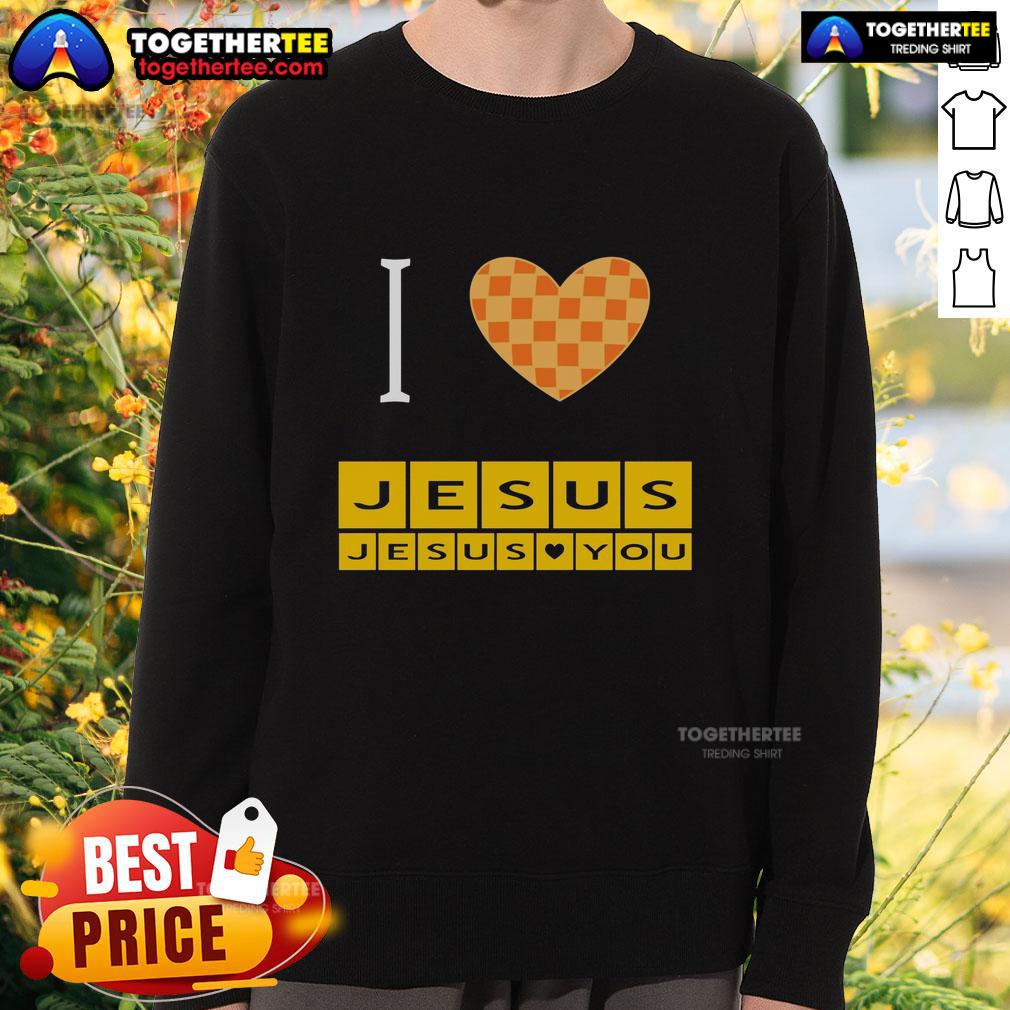 Awesome I Heart Jesus And Jesus Loves You Sweatshirt Awesome I Heart Jesus and Jesus Loves You sweatshirt in vibrant colors, perfect for expressing faith and style.